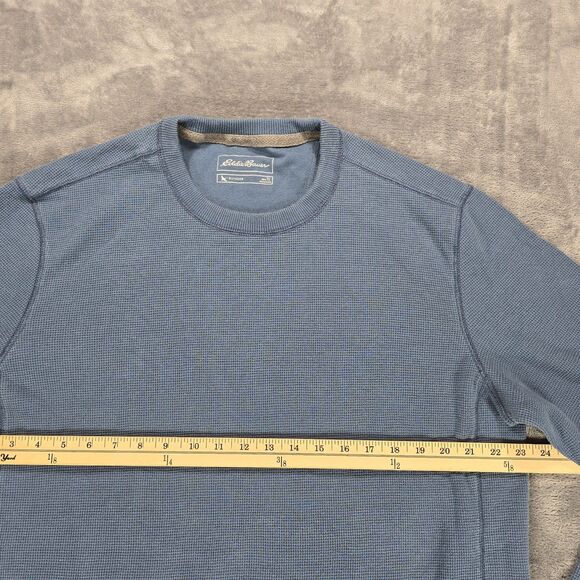 Eddie Bauer Outdoor Thermal Shirt Mens TL Blue Waffle Knit Stretch Crew Casual - Picture 5 of 7
